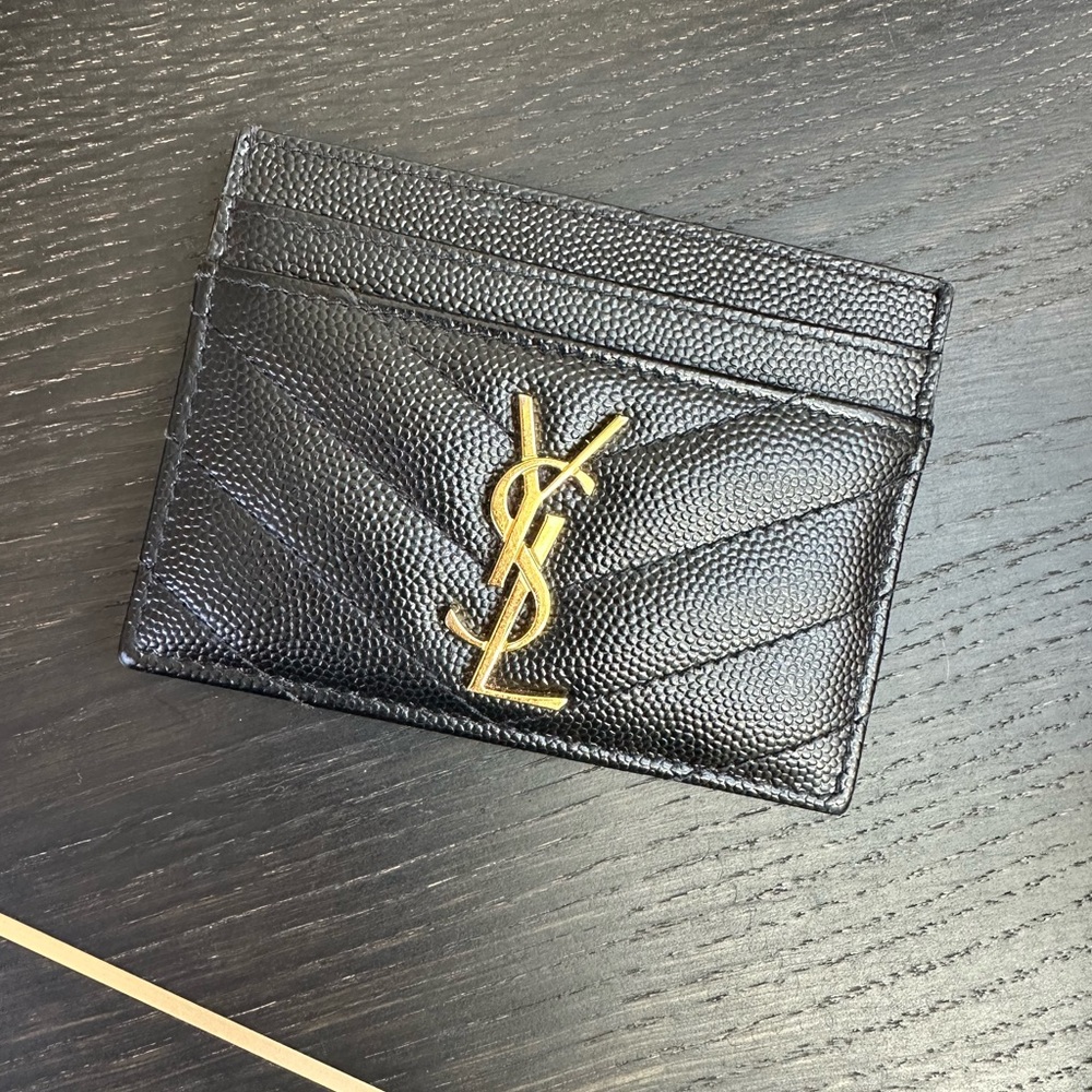 Yves Saint Laurent Black and Gold Card Holder